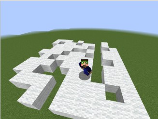 マイクラッチ教材の作品例「雲の上の戦い!」のゲーム画面